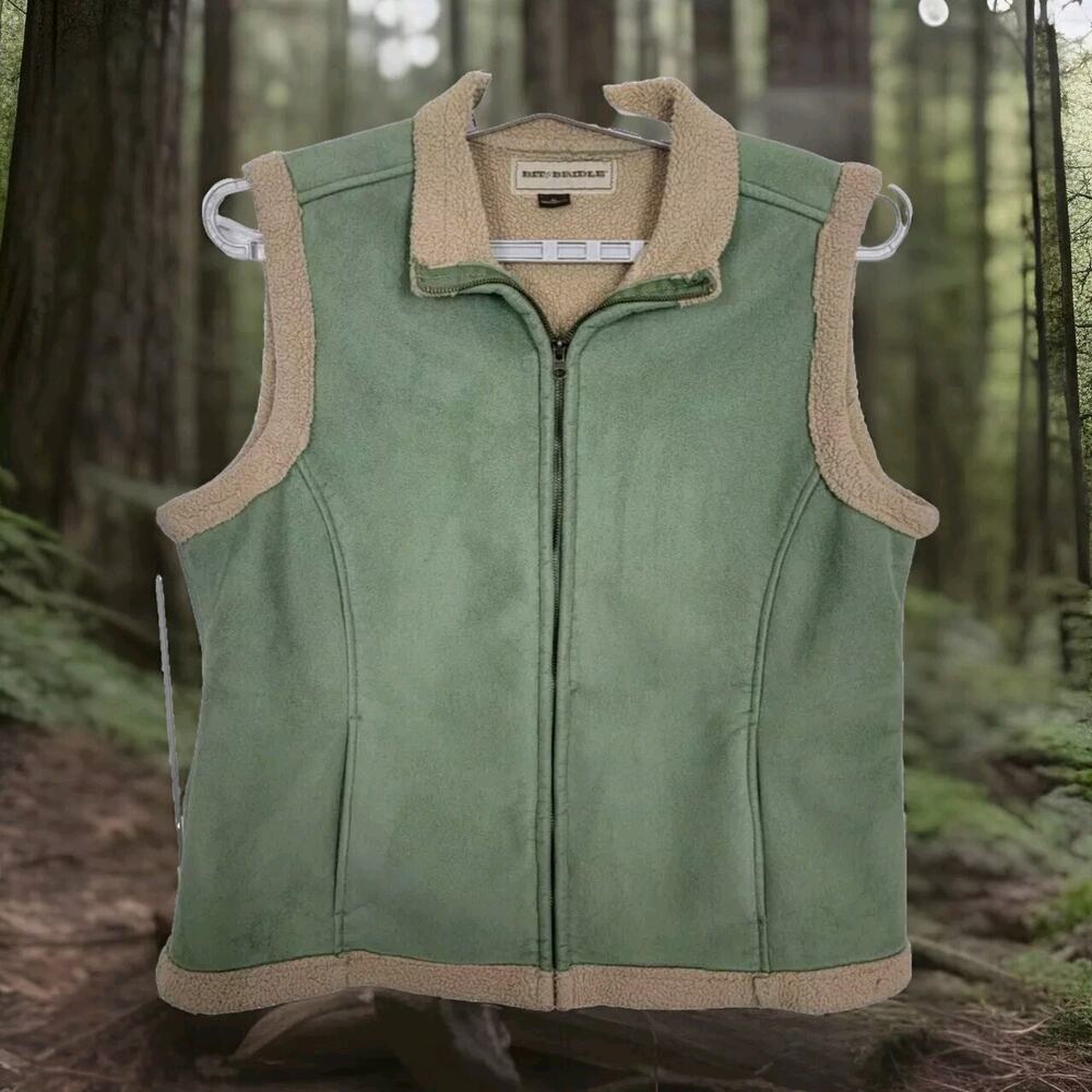 Women's Bit & Bridle Mint Green/Tan Full Zip Fleece Vest Size XL with Pockets